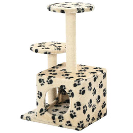 vidaXL Katzen-Kratzbaum Sisal 60 cm Beige Pfoten-Aufdruck