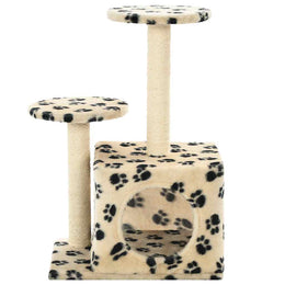 vidaXL Katzen-Kratzbaum Sisal 60 cm Beige Pfoten-Aufdruck