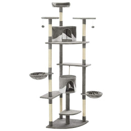 vidaXL Katzen-Kratzbaum mit Sisal-Kratzsäulen 203 cm Grau und Weiß