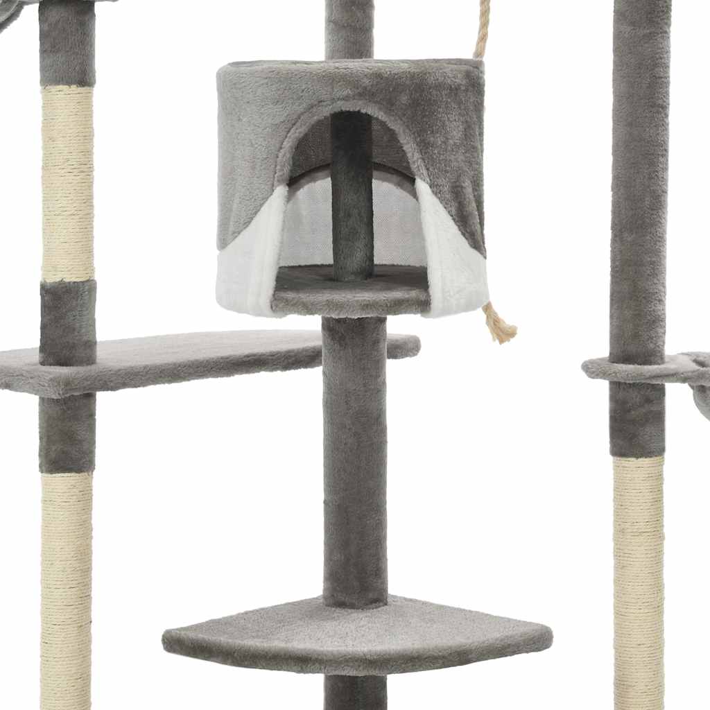 Katzen-Kratzbaum mit Sisal-Kratzsäulen 203 cm Grau und Weiß