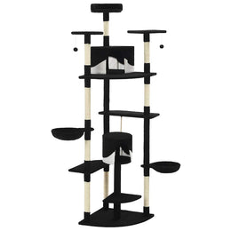 vidaXL Katzen-Kratzbaum mit Sisal-Kratzsäulen 203 cm Schwarz und Weiß