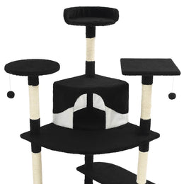 vidaXL Katzen-Kratzbaum mit Sisal-Kratzsäulen 203 cm Schwarz und Weiß