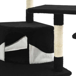 vidaXL Katzen-Kratzbaum mit Sisal-Kratzsäulen 203 cm Schwarz und Weiß