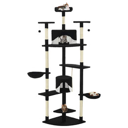 vidaXL Katzen-Kratzbaum mit Sisal-Kratzsäulen 203 cm Schwarz und Weiß