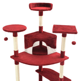 vidaXL Katzen-Kratzbaum mit Sisal-Kratzsäulen 203 cm Rot und Weiß