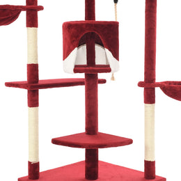 vidaXL Katzen-Kratzbaum mit Sisal-Kratzsäulen 203 cm Rot und Weiß