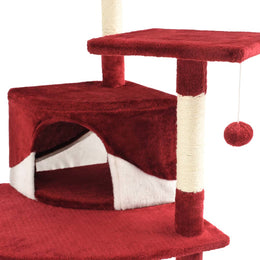 vidaXL Katzen-Kratzbaum mit Sisal-Kratzsäulen 203 cm Rot und Weiß
