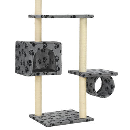 vidaXL Katzen-Kratzbaum mit Sisal-Kratzsäulen 260cm Grau Pfotenabdruck