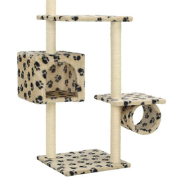 vidaXL Katzenbaum mit Sisal-Kratzsäulen 260 cm Beige Pfoten-Muster