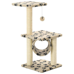 vidaXL Katzen-Kratzbaum Sisal 65 cm Beige Pfoten-Aufdruck
