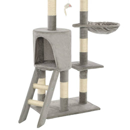 vidaXL Katzen-Kratzbaum mit Sisal-Säulen 138 cm Grau