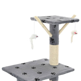vidaXL Katzen-Kratzbaum Sisal 138 cm Grau Pfoten-Aufdruck