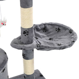 vidaXL Katzen-Kratzbaum Sisal 138 cm Grau Pfoten-Aufdruck