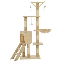vidaXL Katzen-Kratzbaum mit Sisal-Säulen 138 cm Beige