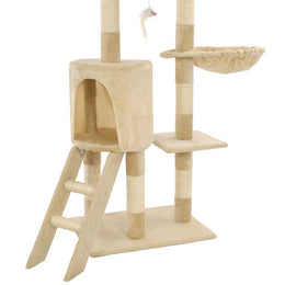 vidaXL Katzen-Kratzbaum mit Sisal-Säulen 138 cm Beige
