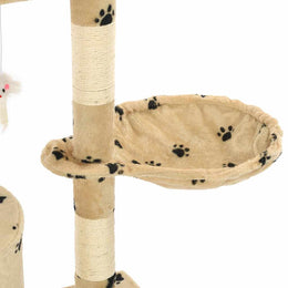vidaXL Katzenkratzbaum mit Sisal 138 cm Beige Pfoten-Aufdruck