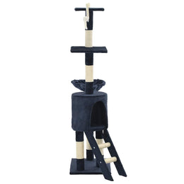 vidaXL Katzen-Kratzbaum mit Sisal-Säulen 138 cm Dunkelblau