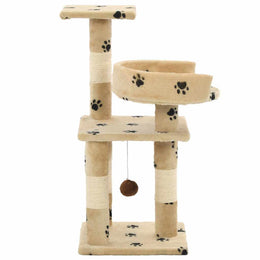 vidaXL Katzen-Kratzbaum mit Sisal-Säulen 65 cm Pfoten-Aufdruck Beige