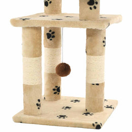vidaXL Katzen-Kratzbaum mit Sisal-Säulen 65 cm Pfoten-Aufdruck Beige