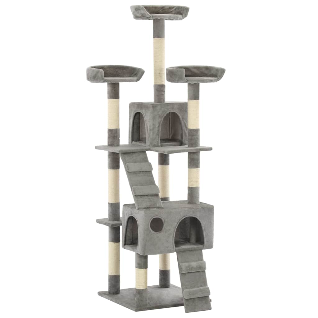 vidaXL Katzen-Kratzbaum mit Sisal-Kratzsäulen 170 cm Grau