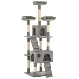 vidaXL Katzen-Kratzbaum mit Sisal-Kratzsäulen 170 cm Grau