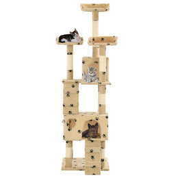 vidaXL Katzen-Kratzbaum mit Sisal-Säulen 170 cm Beige Pfoten-Aufdruck