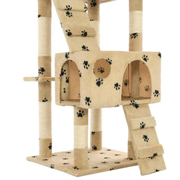 vidaXL Katzen-Kratzbaum mit Sisal-Säulen 170 cm Beige Pfoten-Aufdruck