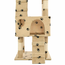vidaXL Katzen-Kratzbaum mit Sisal-Säulen 170 cm Beige Pfoten-Aufdruck