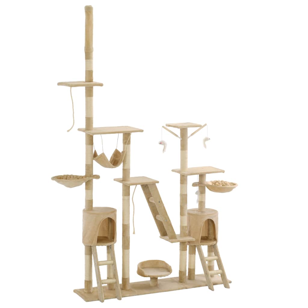 vidaXL Katzen-Kratzbaum mit Sisal-Kratzsäulen 230 - 250 cm Beige