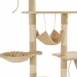 vidaXL Katzen-Kratzbaum mit Sisal-Kratzsäulen 230 - 250 cm Beige