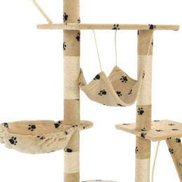 vidaXL Katzen-Kratzbaum Sisal 230 - 250 cm Pfoten-Aufdruck Beige