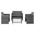 4-tlg. Garten-Lounge-Set mit Auflagen Poly Rattan Grau