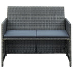 4-tlg. Garten-Lounge-Set mit Auflagen Poly Rattan Grau