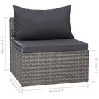 8-tlg. Garten-Lounge-Set mit Auflagen Poly Rattan Grau