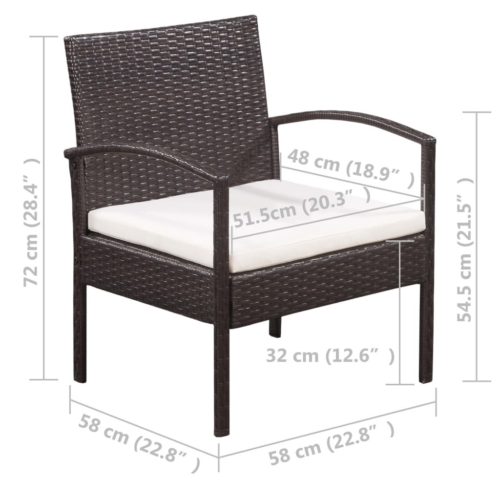 5-tlg. Garten-Lounge-Set mit Auflagen Poly Rattan Schwarz