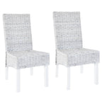 Esszimmerstühle 2 Stk. Hellbraun Kubu-Rattan und Mahagoniholz