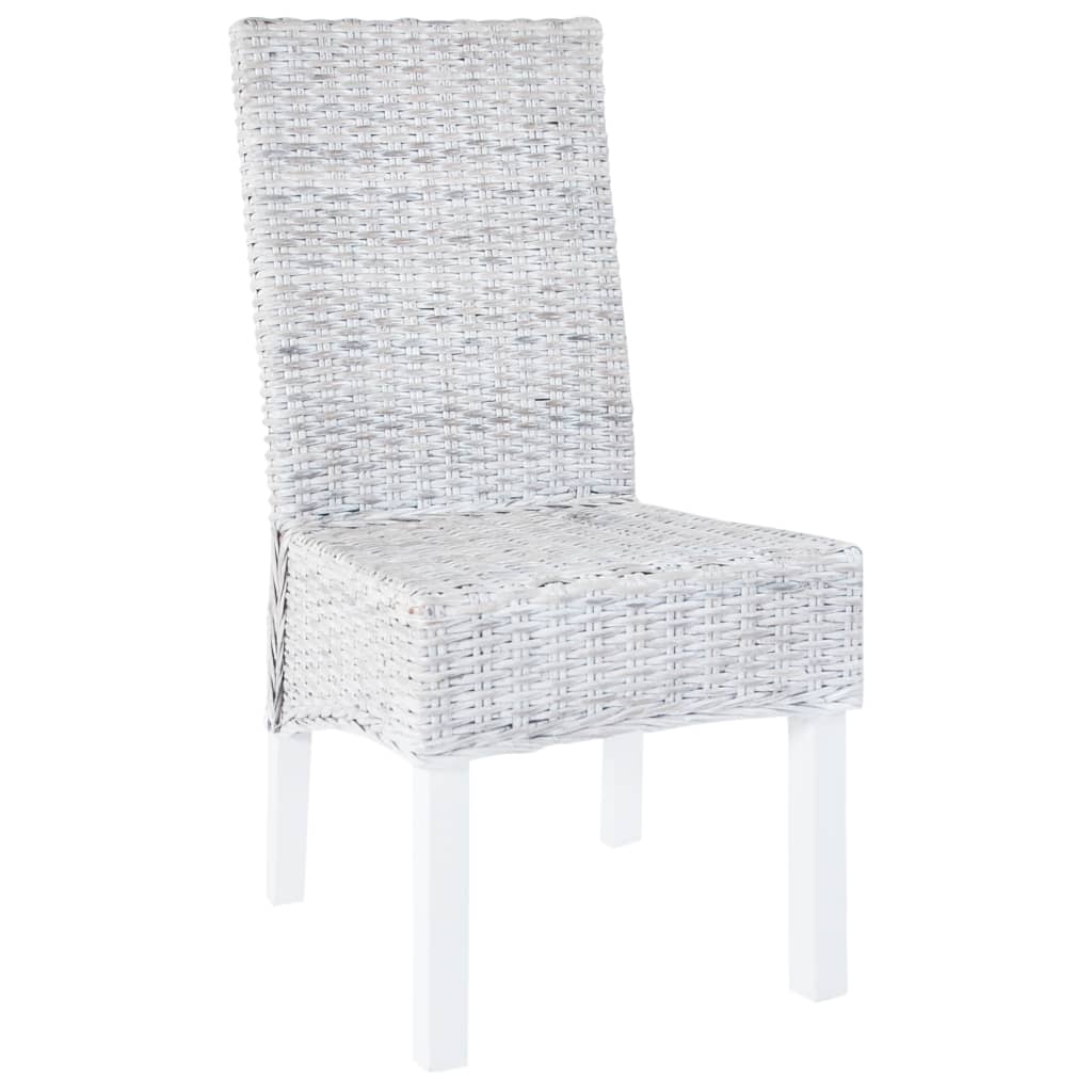Esszimmerstühle 2 Stk. Hellbraun Kubu-Rattan und Mahagoniholz