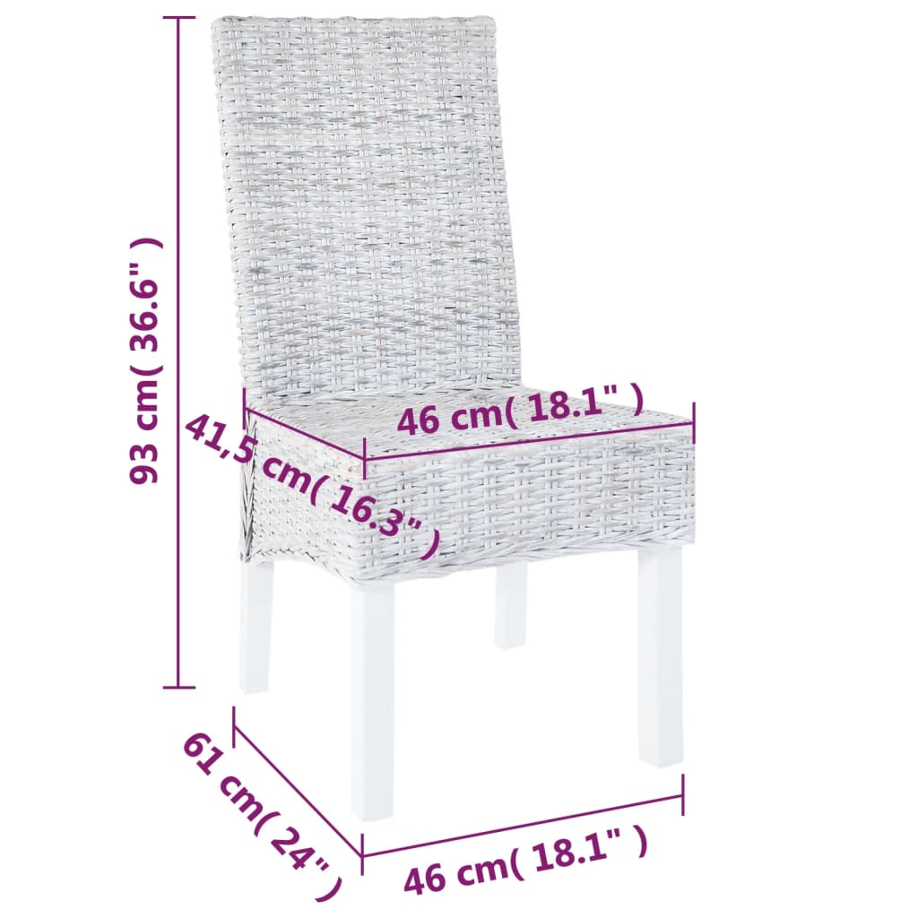 Esszimmerstühle 2 Stk. Hellbraun Kubu-Rattan und Mahagoniholz