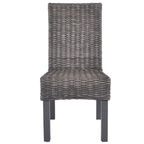 Esszimmerstühle 2 Stk. Braun Kubu-Rattan und Mahagoniholz