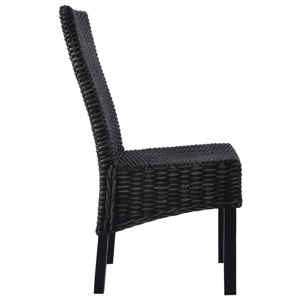 Esszimmerstühle 2 Stk. Schwarz Kubu-Rattan und Mahagoniholz