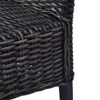 Esszimmerstühle 2 Stk. Schwarz Kubu-Rattan und Mahagoniholz