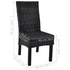 Esszimmerstühle 2 Stk. Schwarz Kubu-Rattan und Mahagoniholz