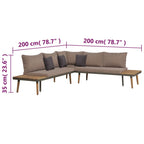 4-tlg. Garten-Lounge-Set mit Auflagen Massivholz Akazie Braun