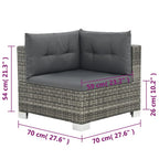 10-tlg. Garten-Lounge-Set mit Auflagen Poly Rattan Grau