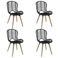 Esszimmerstühle 4 Stk. Schwarz Natur Rattan