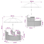 Gartenbett mit Sonnenschirm Grau Poly Rattan