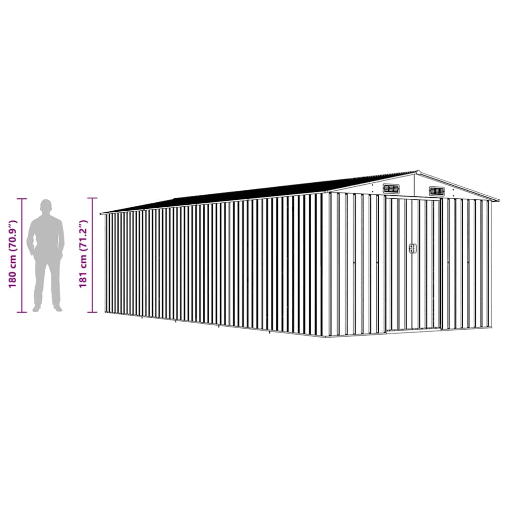Gerätehaus 257x580x181 cm Metall Grün