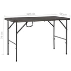 Gartentisch Klappbar Braun 120x60x74 cm HDPE Rattan-Optik