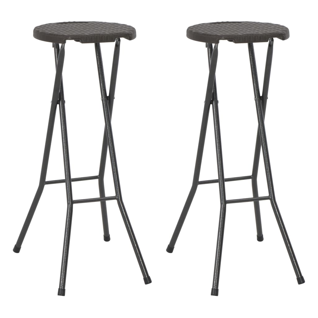 Klappbare Barhocker 2 Stk. HDPE und Stahl Braun Rattanoptik