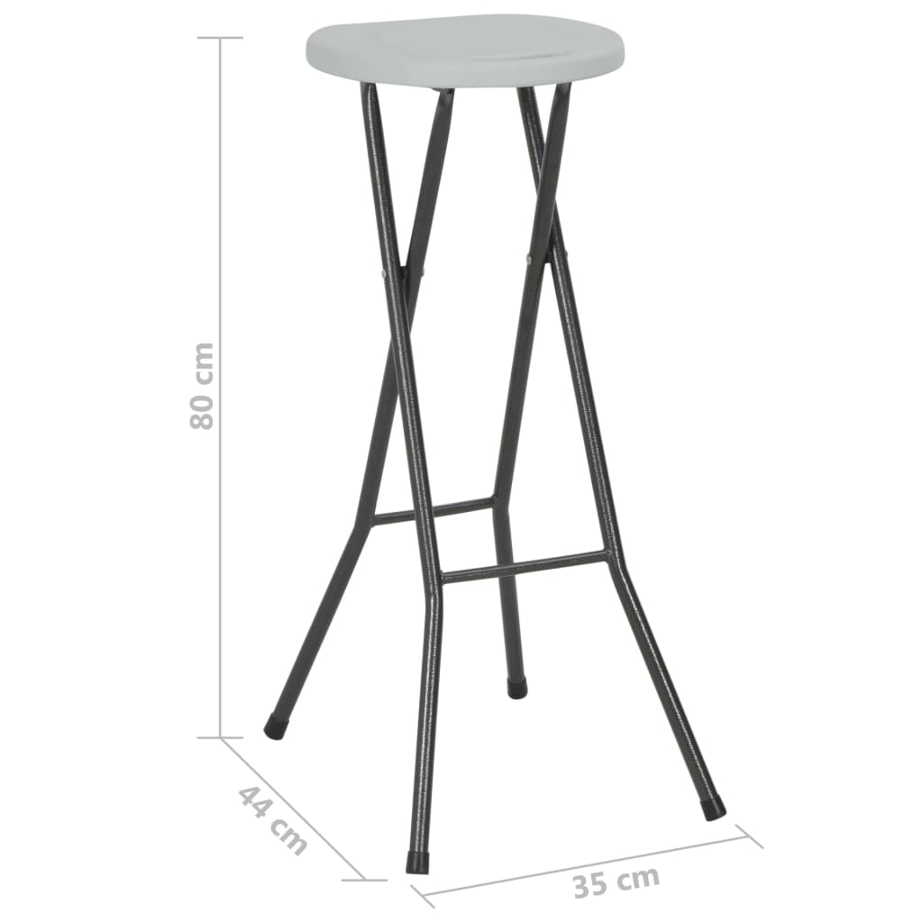Klappbare Barhocker 2 Stk. HDPE und Stahl Weiß